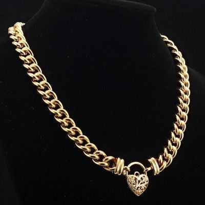 18ct Heavy Yellow Gold Plated Euro Chain Necklace featuring a stylish filigree locket, showcasing its elegant design and quality craftsmanship.