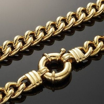 18ct Heavy Yellow Gold Plated Euro Chain Necklace with Bolt Clasp, showcasing its luxurious design and craftsmanship.