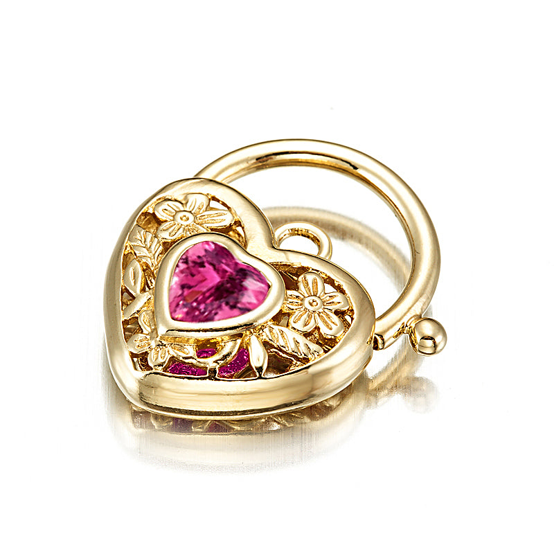 18ct Heavy Yellow Gold Plated Pink Filigree Heart Locket, showcasing intricate filigree design and luxurious gold finish.