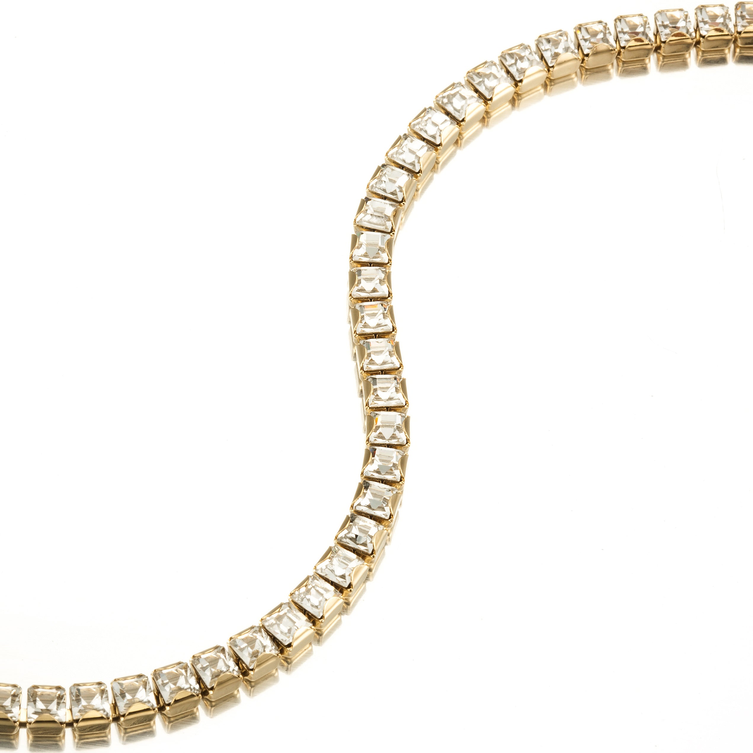 Elegant 18ct Heavy Yellow Gold Plated Tennis Bracelet with SWAROVSKI® crystals, showcasing its luxurious design and craftsmanship.