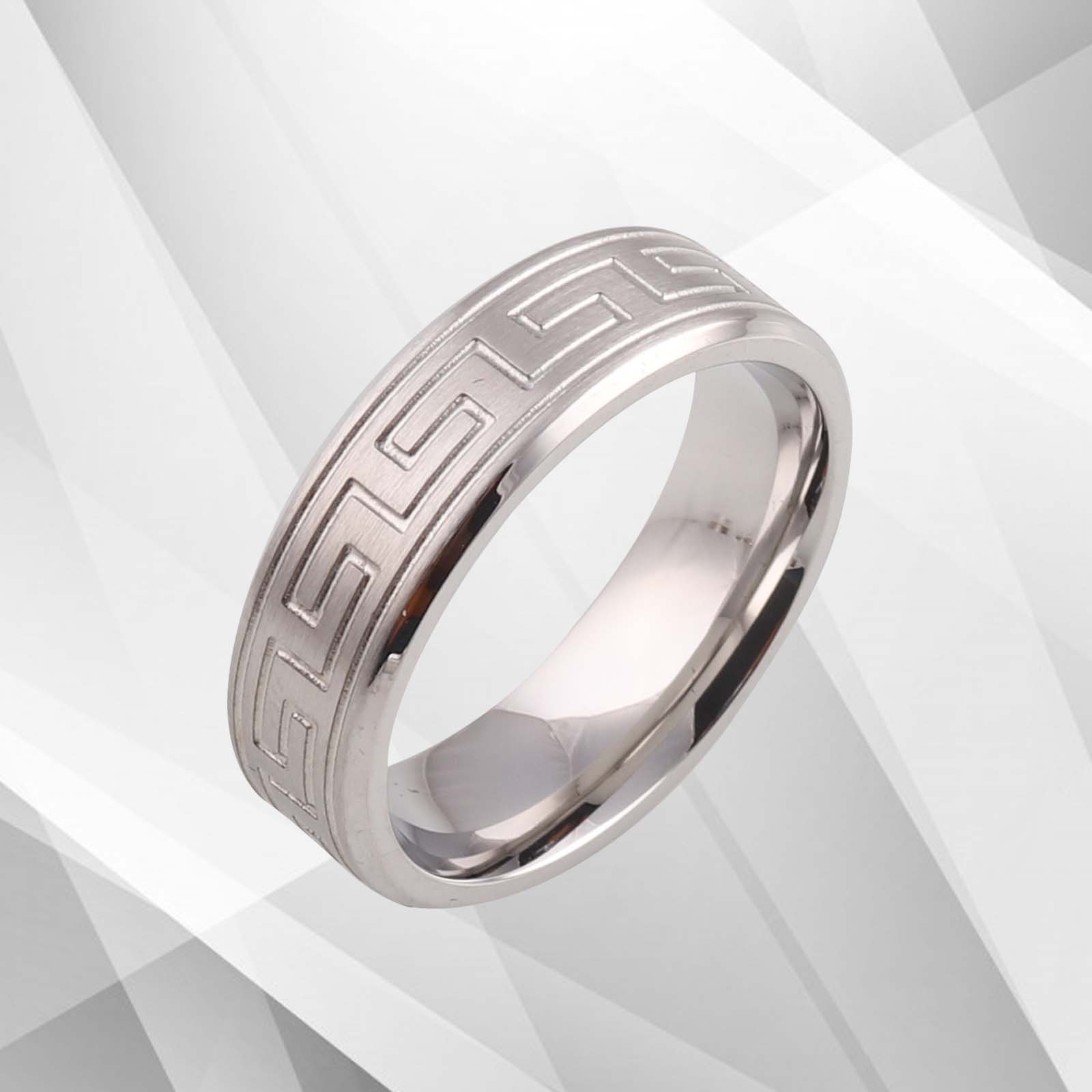 18Ct White Gold Over Men’s Flat Shape Wedding Engagement Tungsten Band, showcasing a stylish 7mm wide design with matt and sparkling finishes.