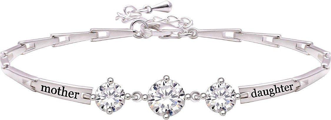 Elegant 18K white gold plated bracelet designed for mothers and daughters, featuring a link chain and toggle clasp.