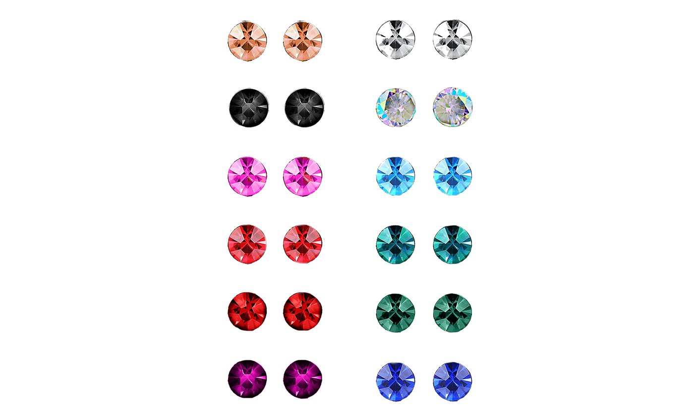 A pair of elegant 18K white gold-plated birthstone stud earrings, showcasing vibrant colors and a high polish finish, perfect for any occasion.