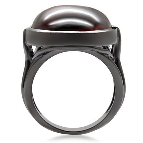 1W100 Ruthenium Brass Ring featuring AAA Grade CZ in Garnet, showcasing its elegant design and rich color.