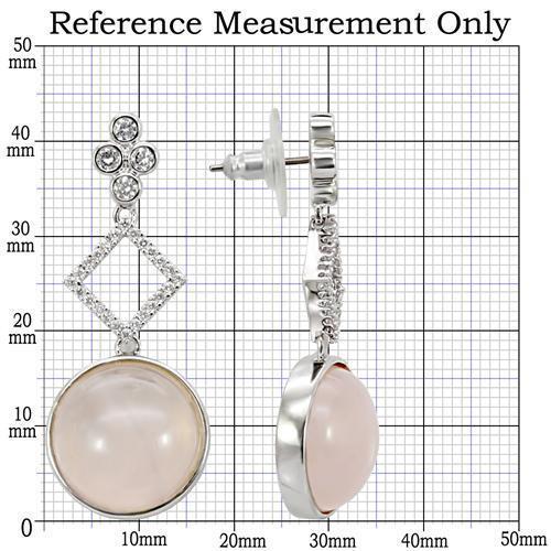 Elegant 1W121 Rhodium Brass Earrings featuring a stunning pink crystal centerpiece, perfect for any occasion.