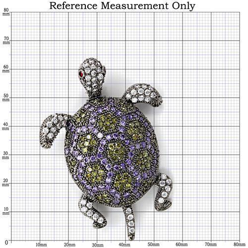 1W127 Ruthenium Brass Brooch featuring AAA Grade CZ stones in a vibrant multi-color design, elegantly crafted for stylish accessorizing.