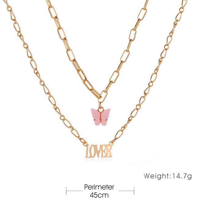 Elegant 2 Piece Butterfly Lover Necklace in 18K gold plating, featuring a delicate butterfly design and adjustable link chain.