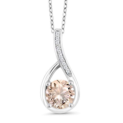 Elegant 2.00 CTTW Morganite Princess Cut Infinity Necklace in 14K White Gold, featuring a delicate infinity pendant and link chain.