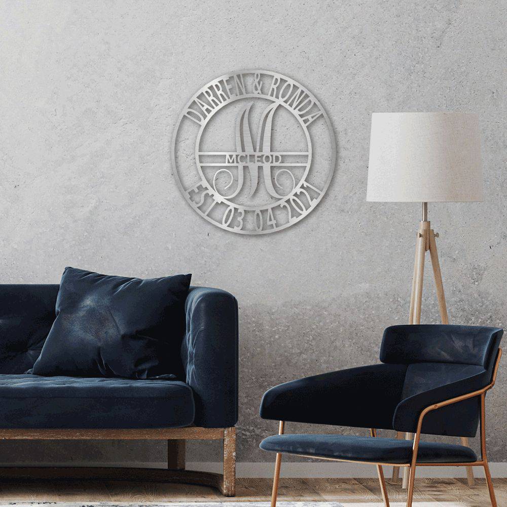 2022 Elaborate Name Steel Sign, custom-made metal wall art, laser cut from mild steel with a powder-coated finish, suitable for indoor and outdoor use.