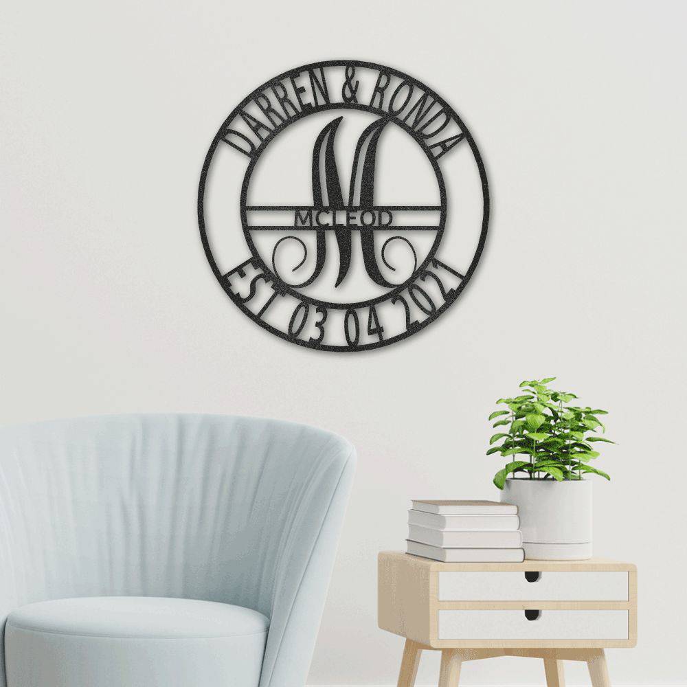 2022 Elaborate Name Steel Sign, custom-made metal wall art, laser cut from mild steel with a powder-coated finish, suitable for indoor and outdoor use.