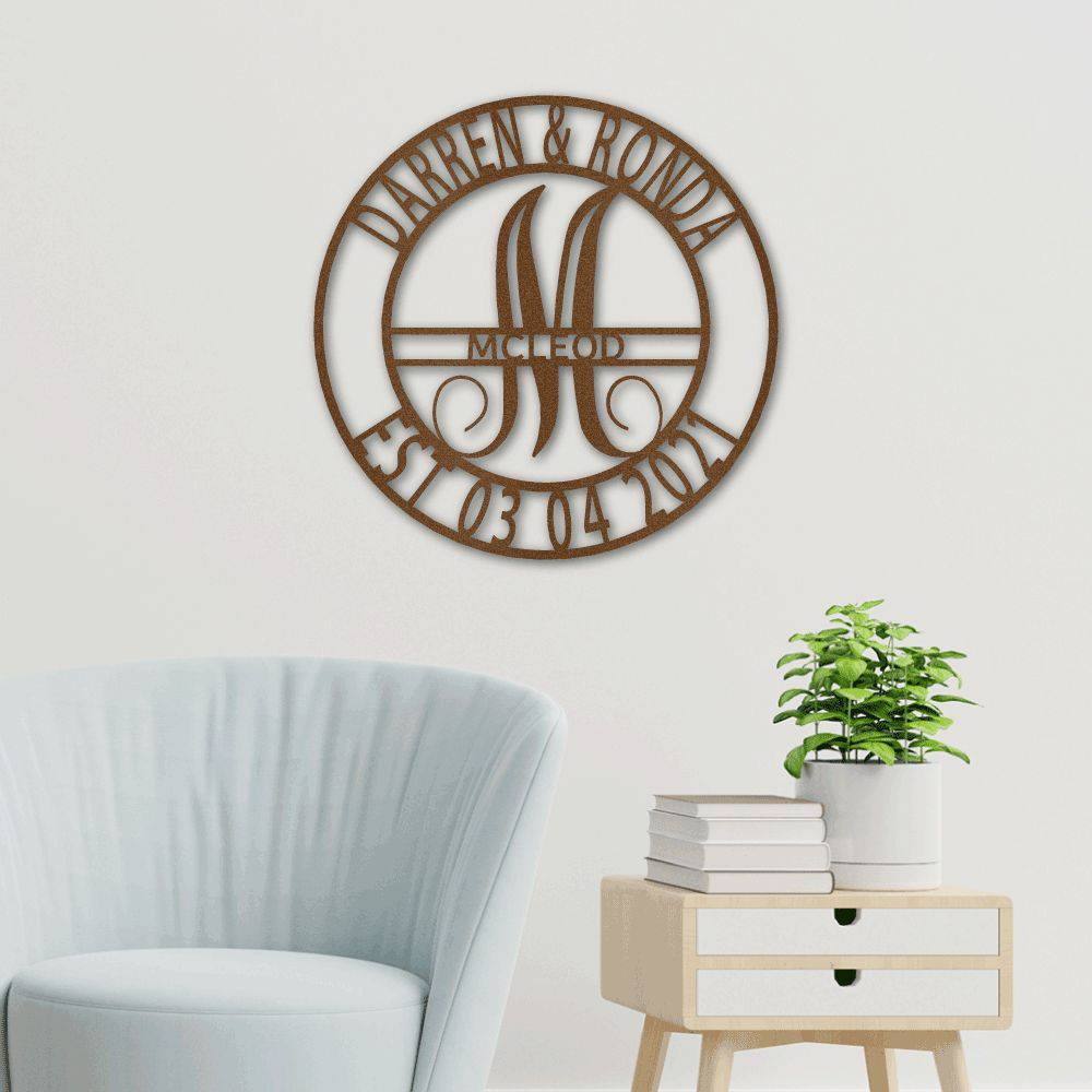 2022 Elaborate Name Steel Sign, custom-made metal wall art, laser cut from mild steel with a powder-coated finish, suitable for indoor and outdoor use.