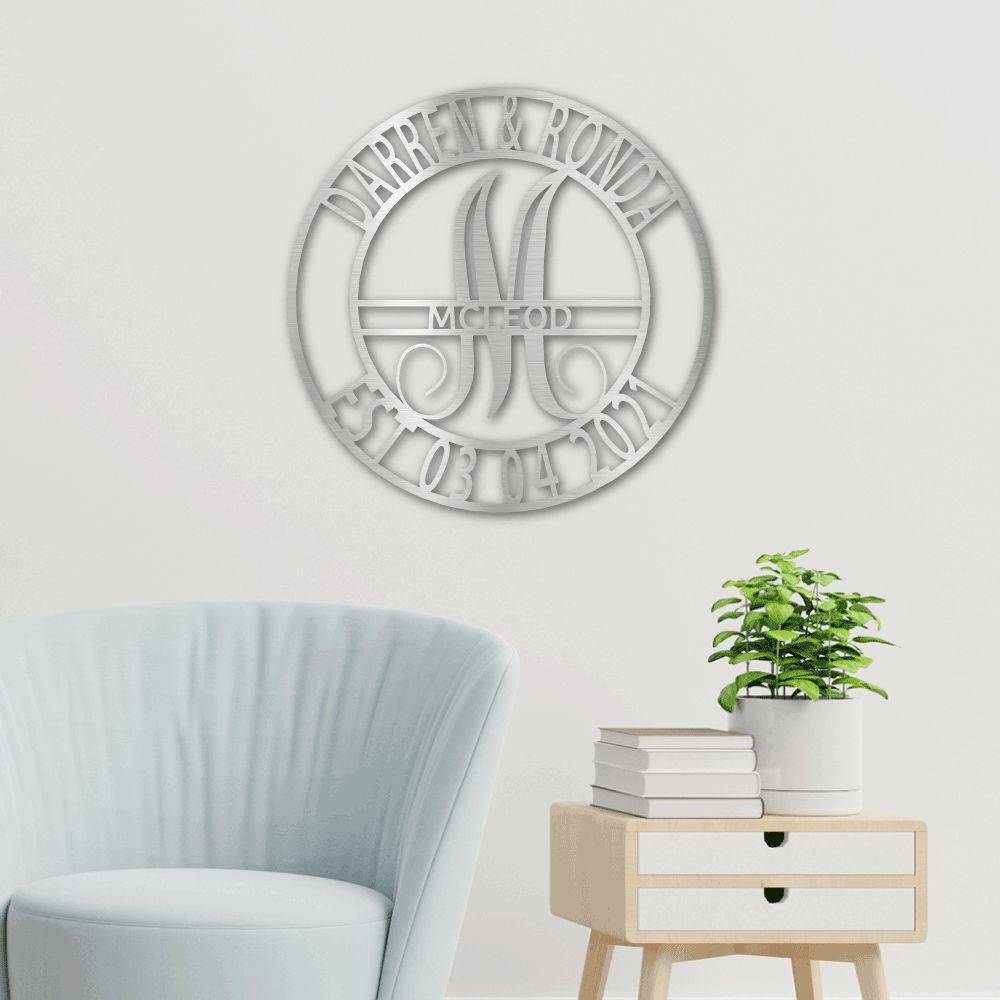 2022 Elaborate Name Steel Sign, custom-made metal wall art, laser cut from mild steel with a powder-coated finish, suitable for indoor and outdoor use.