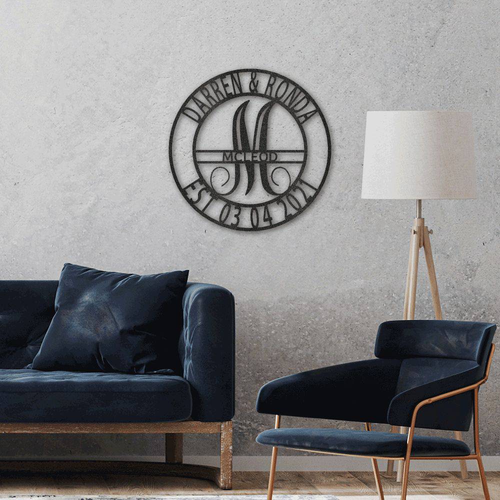 2022 Elaborate Name Steel Sign, custom-made metal wall art, laser cut from mild steel with a powder-coated finish, suitable for indoor and outdoor use.