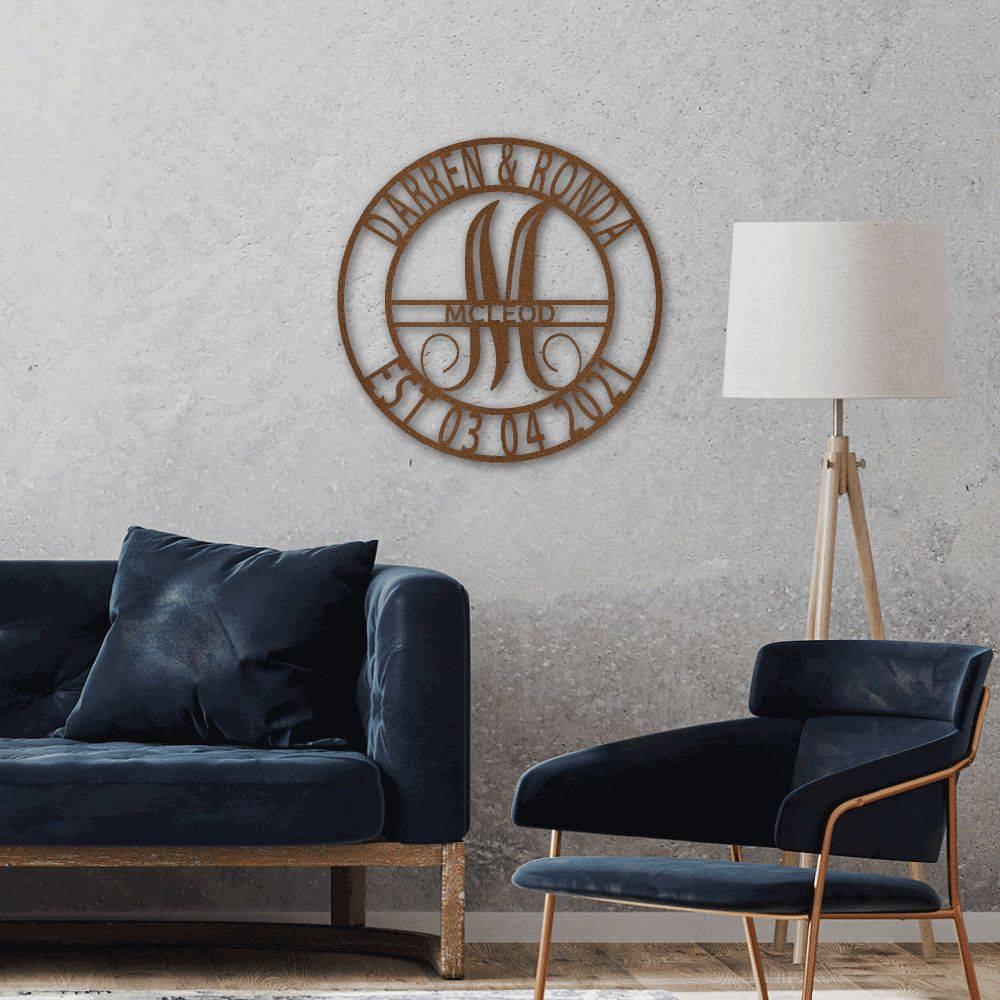 2022 Elaborate Name Steel Sign, custom-made metal wall art, laser cut from mild steel with a powder-coated finish, suitable for indoor and outdoor use.