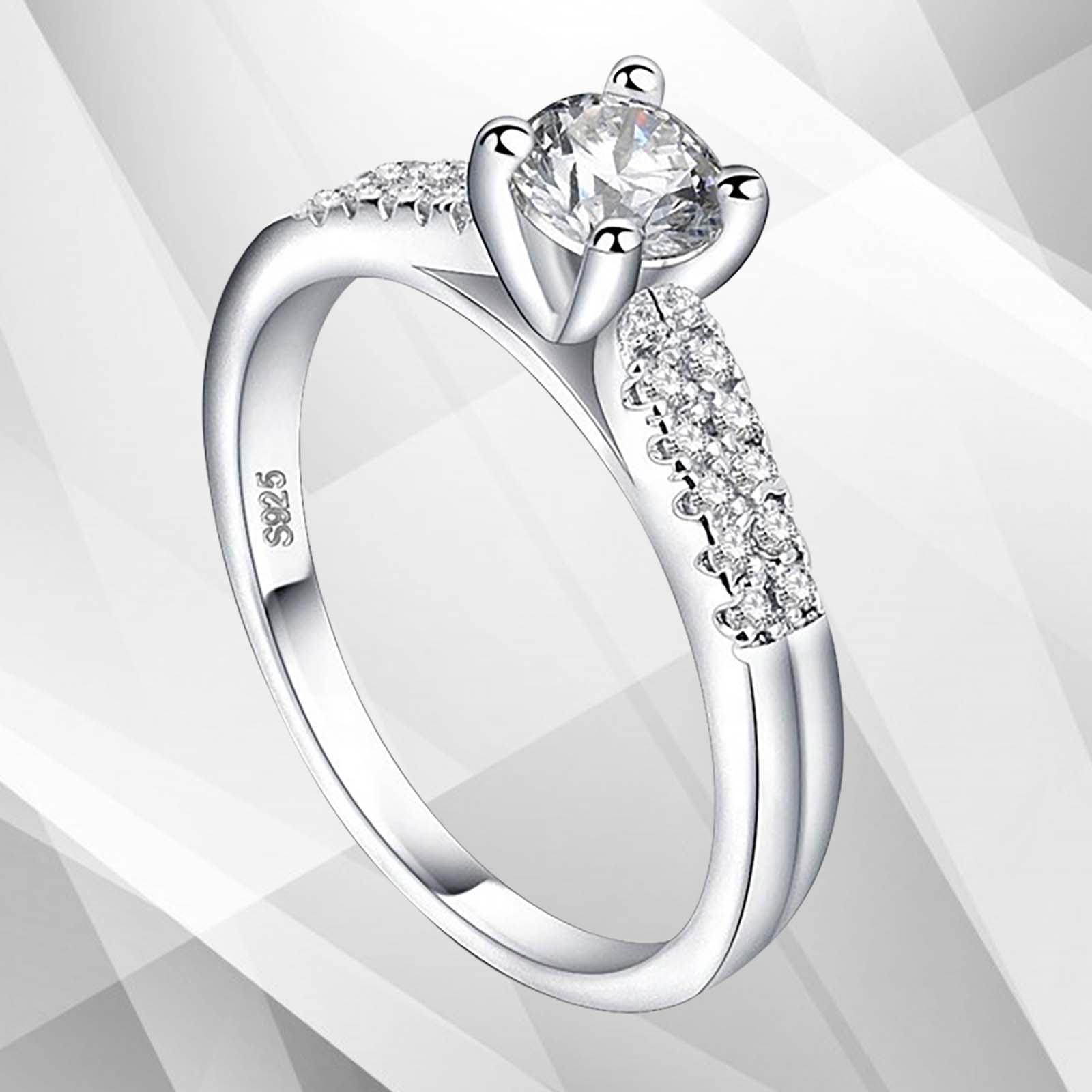 2.0Ct Round-Cut 21 Diamonds Solitaire Bridal Engagement Ring in 18K white gold, featuring a stunning arrangement of round-cut diamonds.