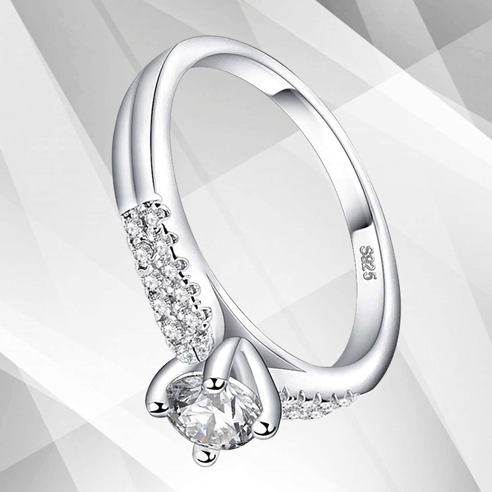 2.0Ct Round-Cut 21 Diamonds Solitaire Bridal Engagement Ring in 18K white gold, featuring a stunning arrangement of round-cut diamonds.