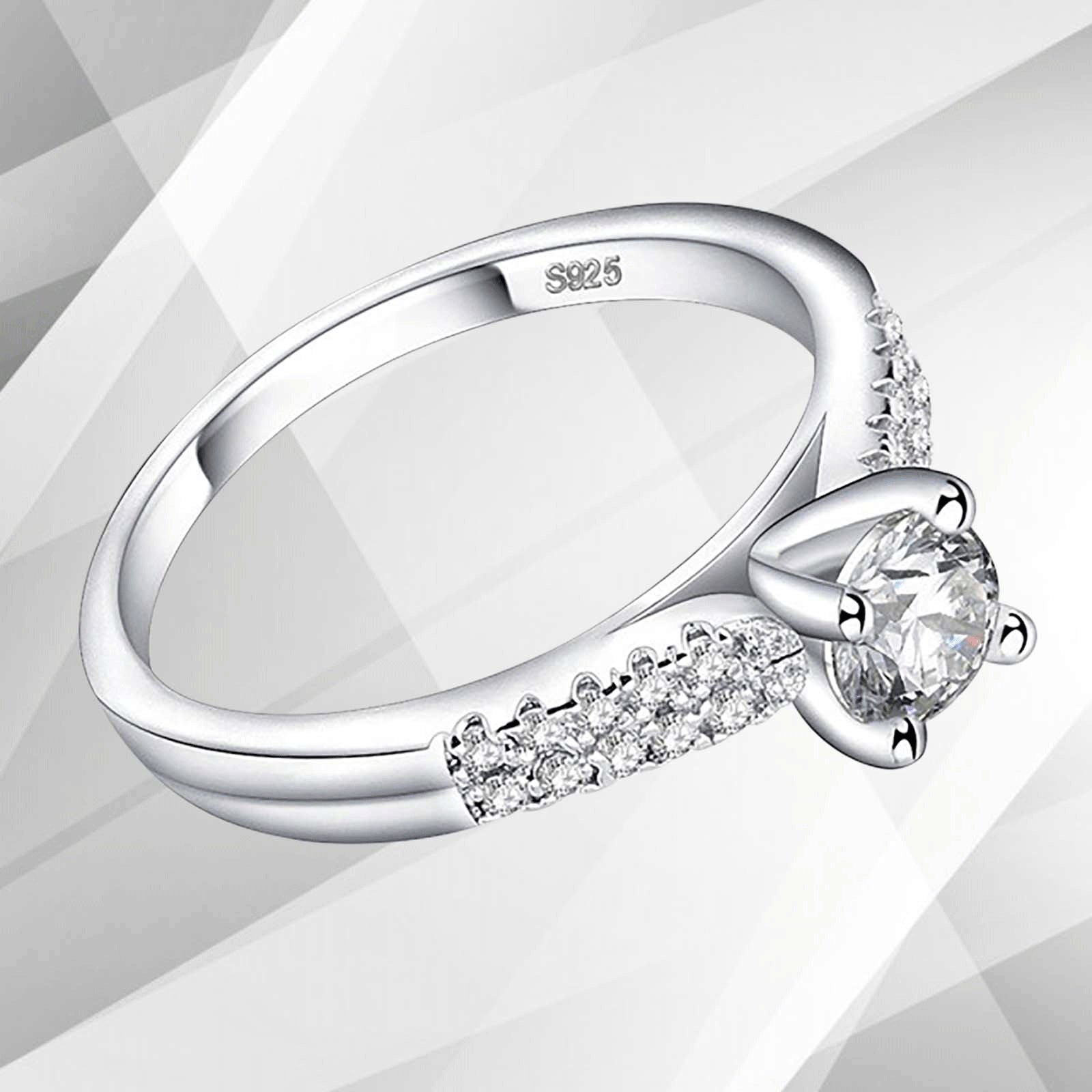 2.0Ct Round-Cut 21 Diamonds Solitaire Bridal Engagement Ring in 18K white gold, featuring a stunning arrangement of round-cut diamonds.