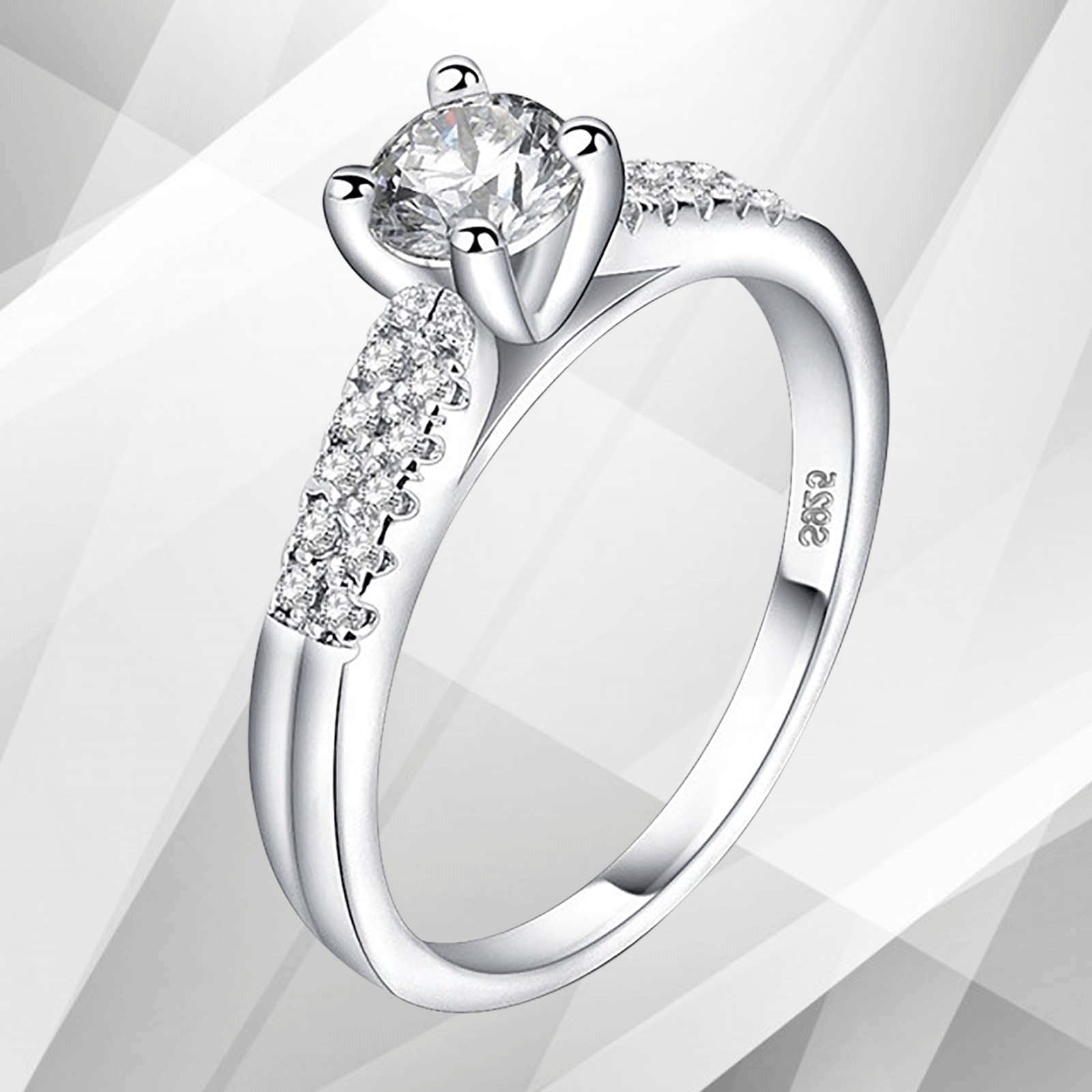 2.0Ct Round-Cut 21 Diamonds Solitaire Bridal Engagement Ring in 18K white gold, featuring a stunning arrangement of round-cut diamonds.