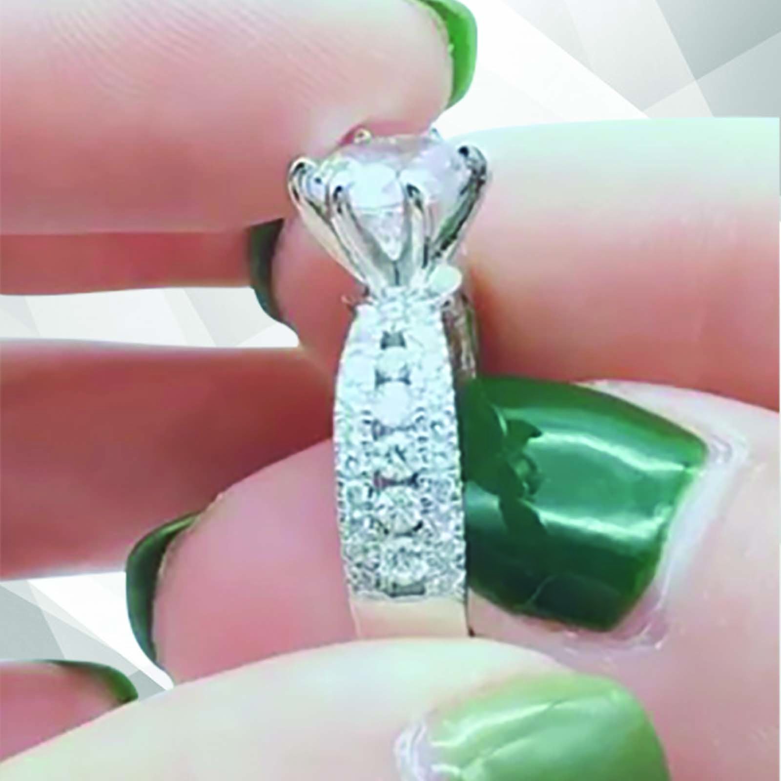 2.0Ct Round-Cut CZ Diamond Solitaire Bridal Engagement Ring set in 18K white gold, showcasing its brilliant shine and elegant design.