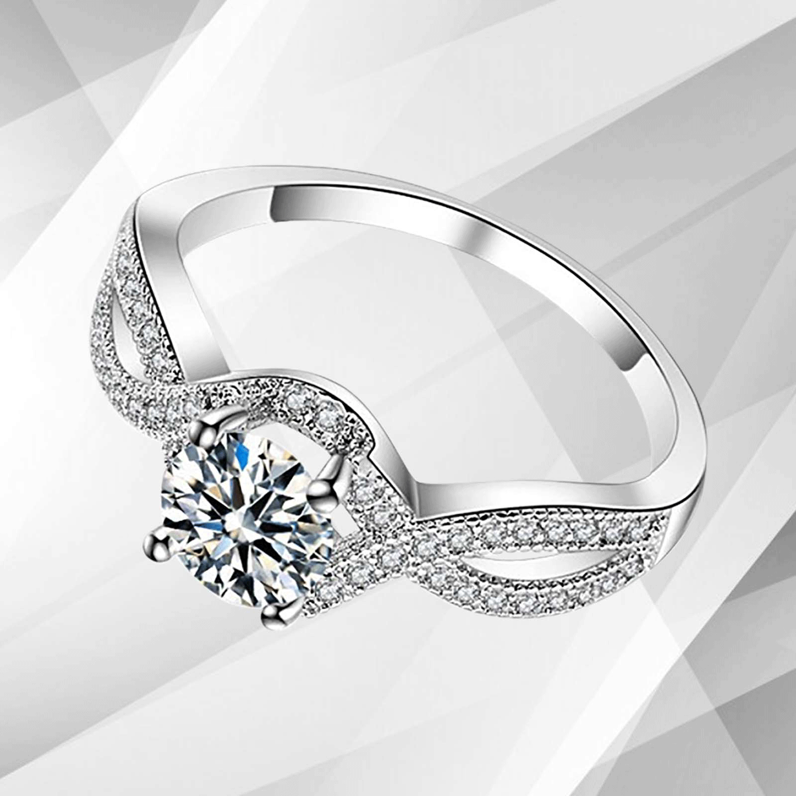 2.0Ct Round-Cut CZ Diamond Solitaire Bridal Engagement Ring in 18Ct White Gold, showcasing its elegant design and sparkling diamond.