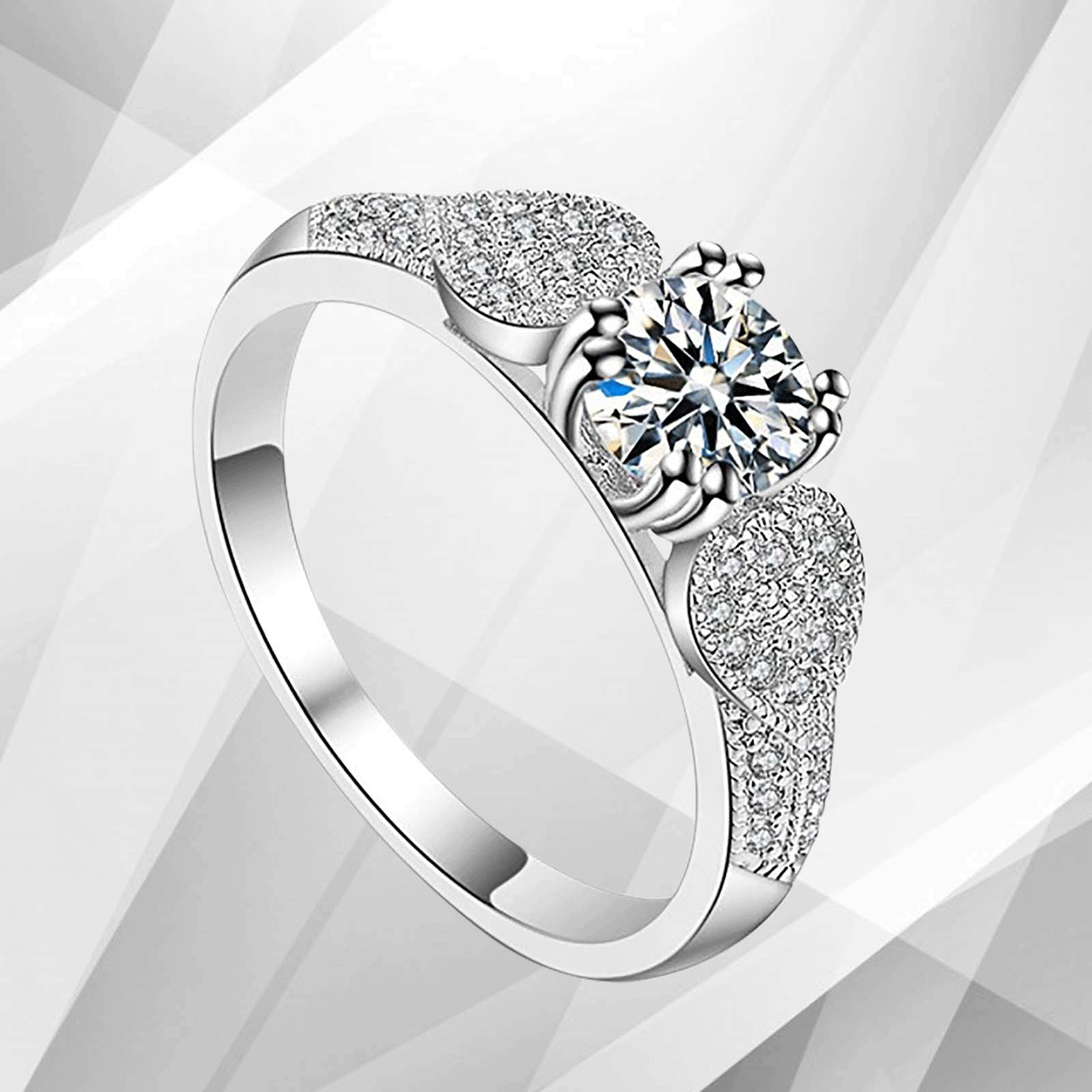 2.0Ct Round-Cut Diamond Solitaire Bridal Engagement Ring in 18Ct white gold, showcasing a brilliant diamond set in prong settings.