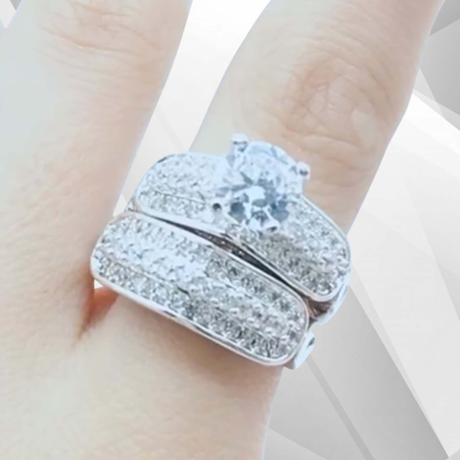 2.00Ct Total 86 CZ Diamonds Posh Bridal Engagement Ring Set featuring a stunning 18Ct white gold finish and round cut diamonds.