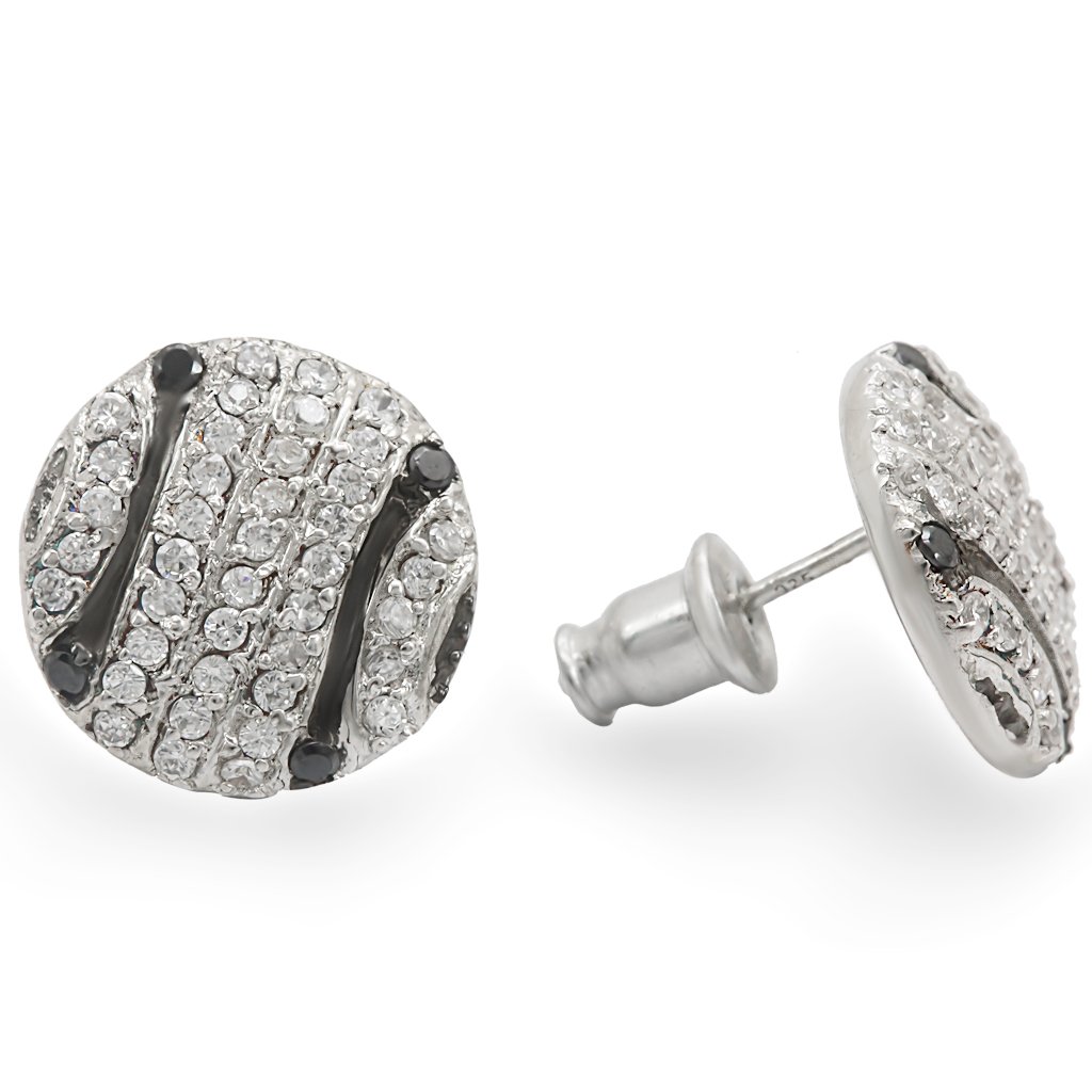 Elegant 22213 Special Color 925 Sterling Silver Earrings featuring round jet AAA grade CZ stones.
