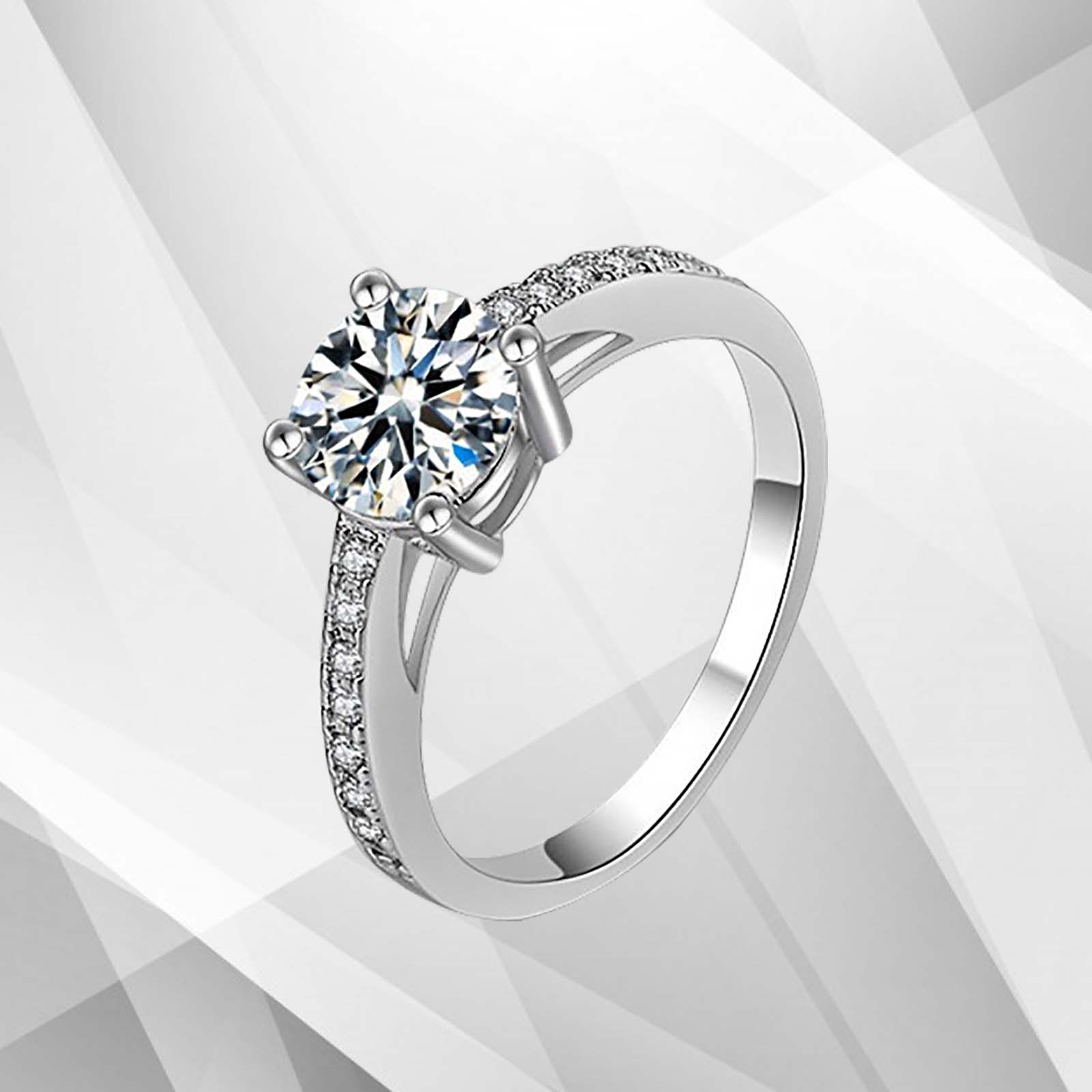 2.50Ct Round Cut CZ Diamond Solitaire Bridal Engagement Ring in 9Ct White Gold, showcasing its elegant design and sparkling diamond.