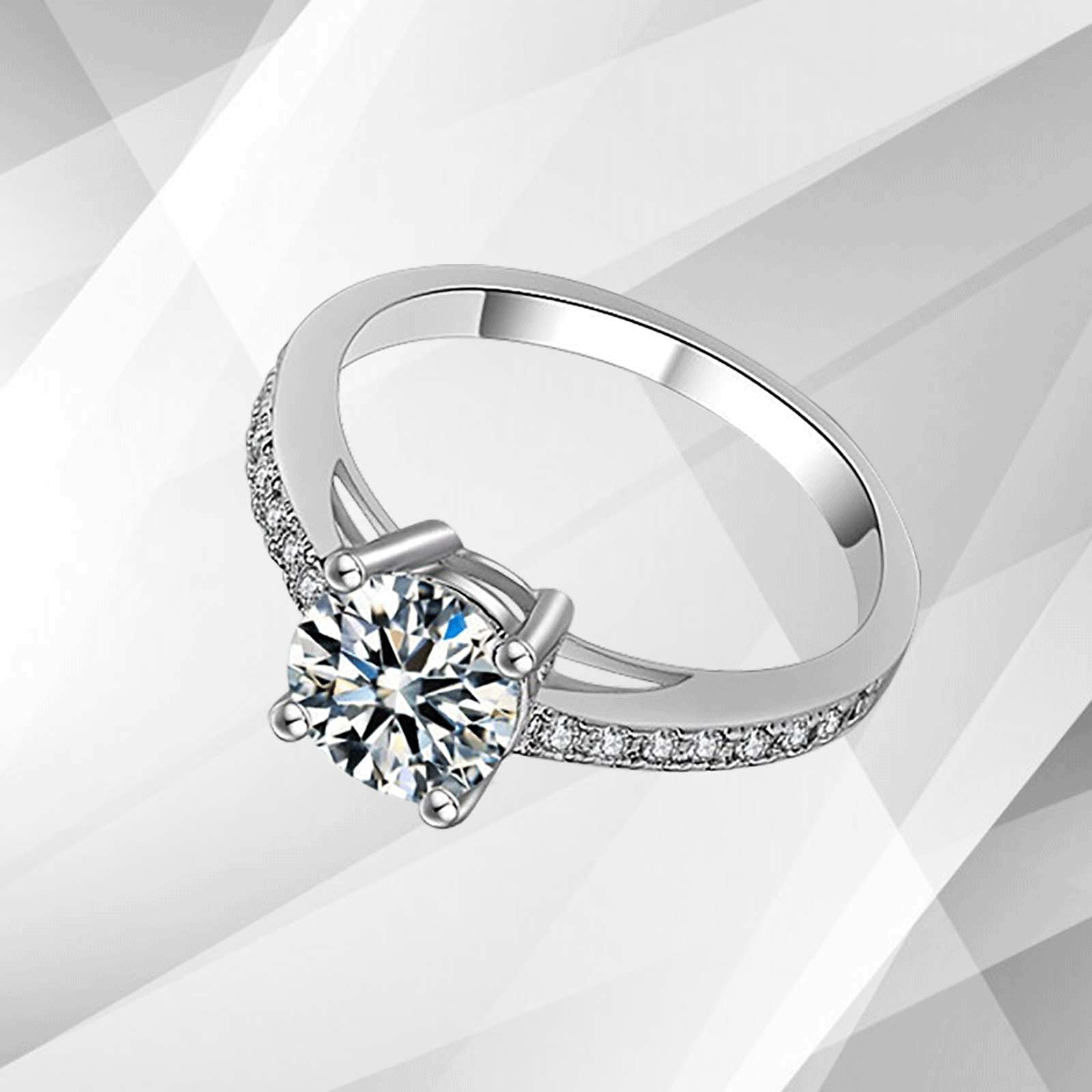 2.50Ct Round Cut CZ Diamond Solitaire Bridal Engagement Ring in 9Ct White Gold, showcasing its elegant design and sparkling diamond.