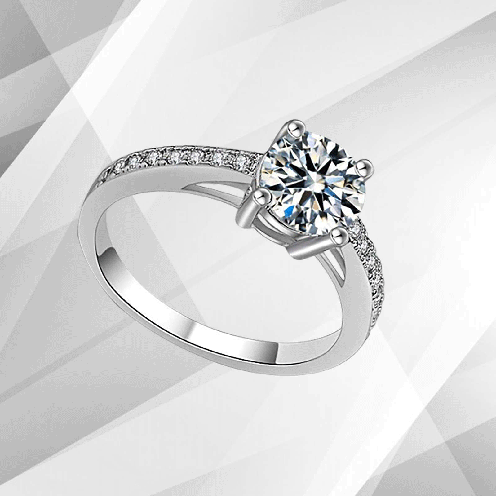 2.50Ct Round Cut CZ Diamond Solitaire Bridal Engagement Ring in 9Ct White Gold, showcasing its elegant design and sparkling diamond.