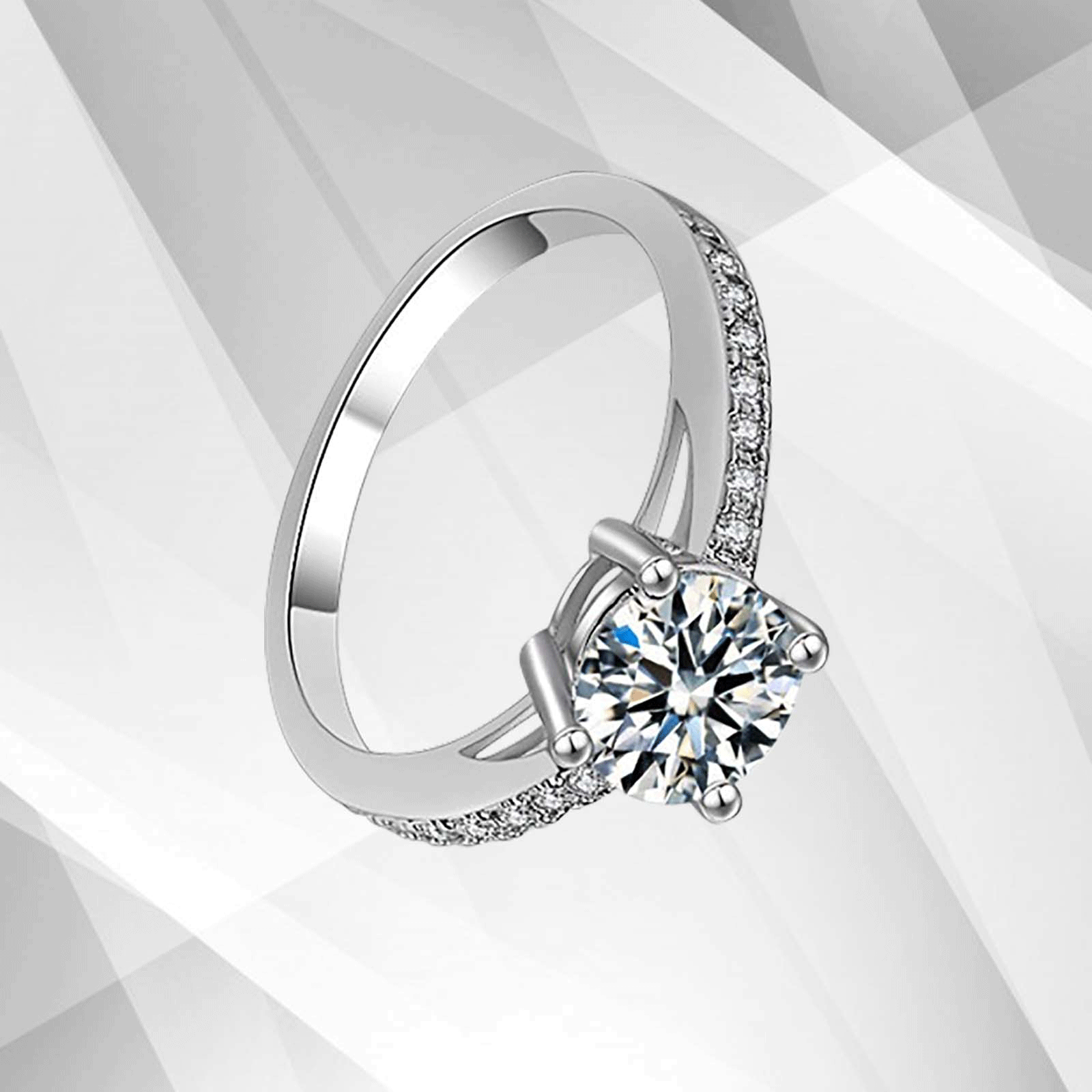 2.50Ct Round Cut CZ Diamond Solitaire Bridal Engagement Ring in 9Ct White Gold, showcasing its elegant design and sparkling diamond.