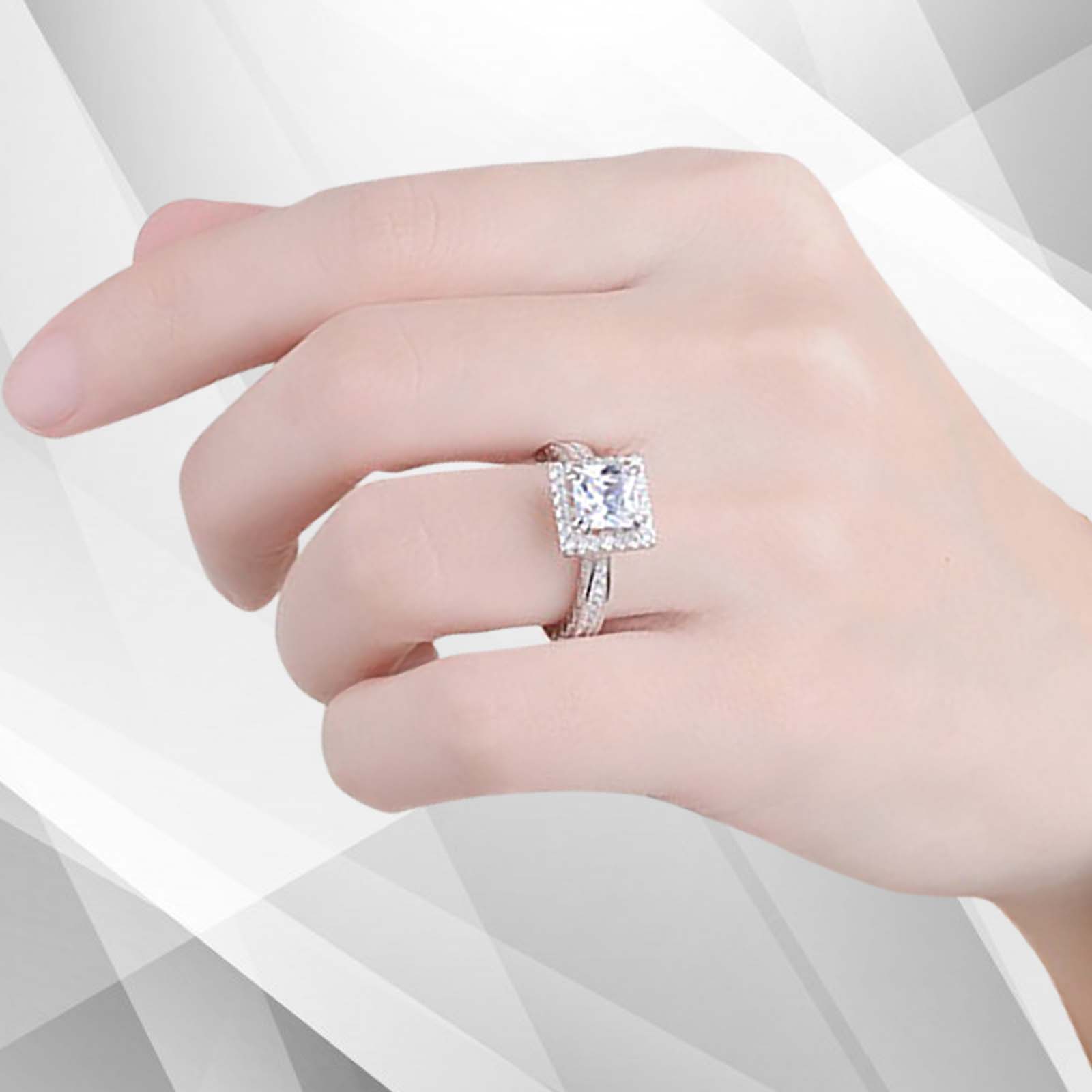 2.5Ct Princess-Cut Cushion Halo Engagement Ring in 18Ct White Gold with 94 sparkling diamonds, showcasing exquisite craftsmanship and elegance.