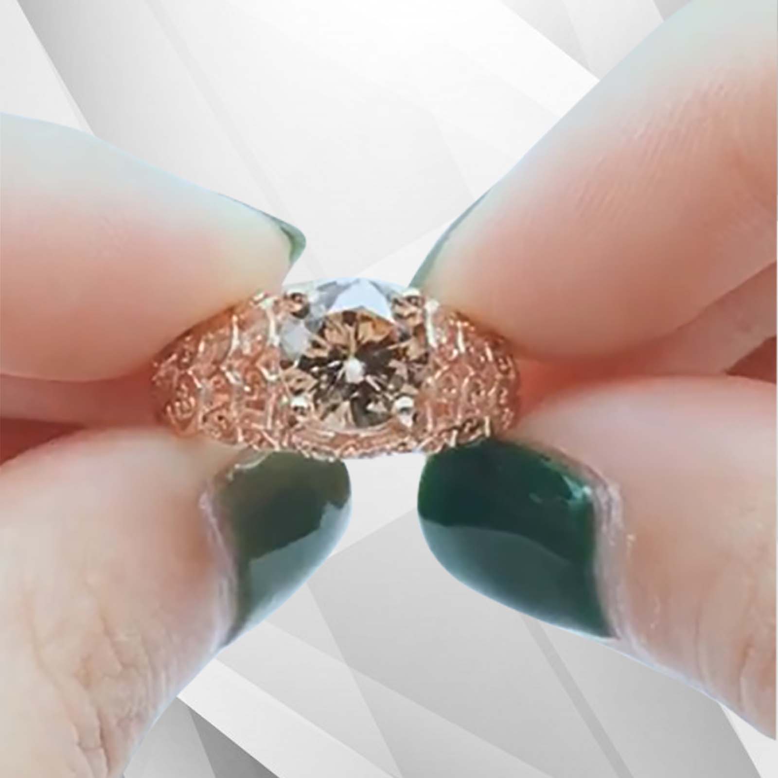 2.88Ct Round-Cut Top Morganite Diamond Bridal Engagement Ring in 18K Rose Gold with prong setting and sparkling diamonds.