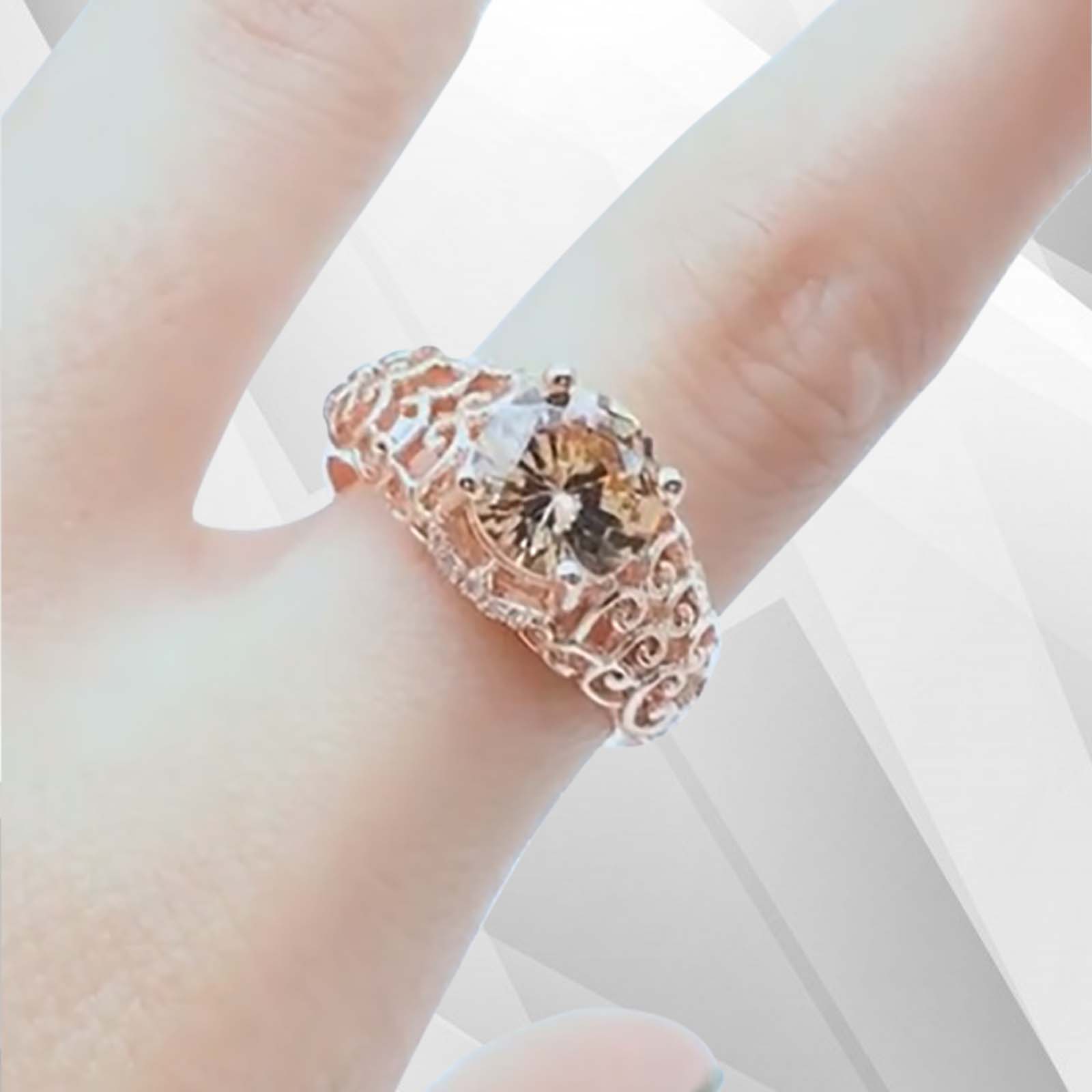 2.88Ct Round-Cut Top Morganite Diamond Bridal Engagement Ring in 18K Rose Gold with prong setting and sparkling diamonds.
