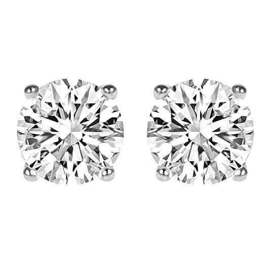 3 CTTW Round Necklace and Earrings Set by ALILY, featuring sparkling crystals set in rhodium-plated brass, elegantly displayed in a gift box.