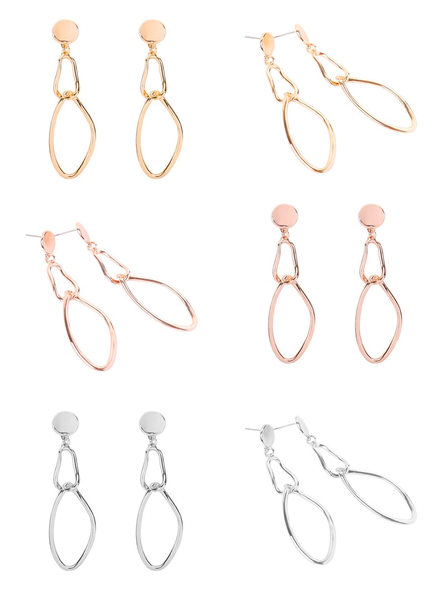 3-inch oval twist wired post linked earrings in various colors, showcasing a modern and elegant design.