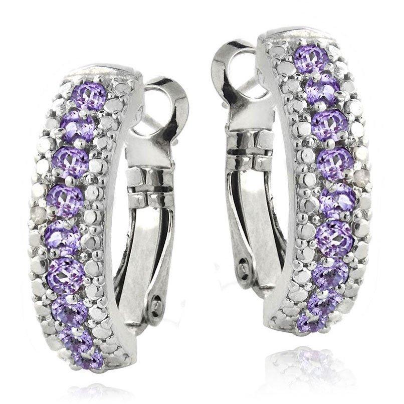 Elegant 3.00 Ct Genuine Amethyst Leverback Earrings embellished with sparkling certified crystals, set in durable 18K white gold plating.