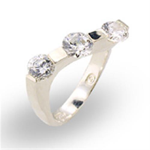 High-Polished 925 Sterling Silver Ring with AAA Grade Clear CZ stone, showcasing a brilliant shine and elegant design.