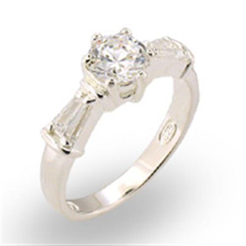 High-Polished 925 Sterling Silver Ring featuring a clear AAA Grade CZ stone, showcasing its elegant design and shine.