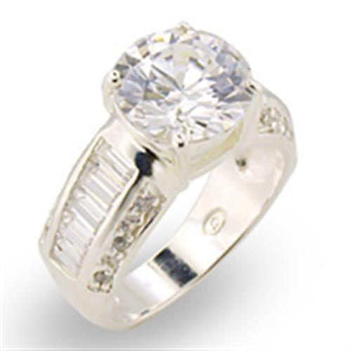 High-Polished 925 Sterling Silver Ring featuring a clear AAA Grade CZ stone, showcasing its elegant design and shine.