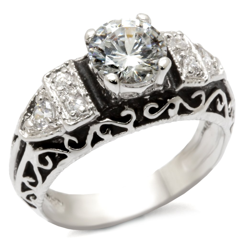 High-Polished 925 Sterling Silver Ring featuring a clear AAA Grade CZ stone, elegantly designed for everyday wear.