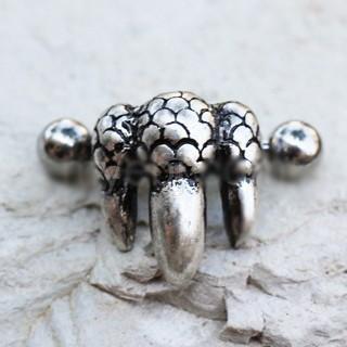 A detailed 316L stainless steel cartilage ear cuff earring designed as a dragon's claw with black plating.