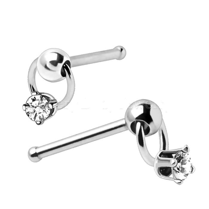 A stylish 316L stainless steel slave ring with a clear cubic zirconia stud, showcasing its unique design and quality craftsmanship.