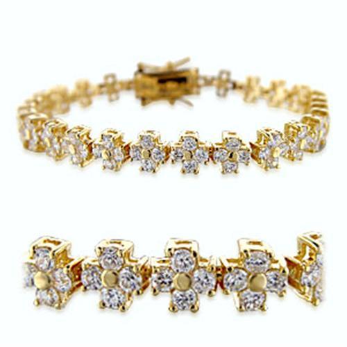 Elegant gold brass bracelet featuring a clear AAA Grade CZ stone, perfect for any occasion.