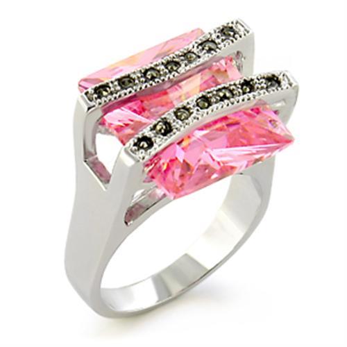 Antique Tone 925 Sterling Silver Ring featuring a AAA Grade CZ center stone in rose color, showcasing intricate craftsmanship and vintage appeal.