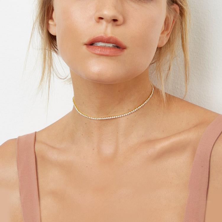 3mm Have My Love Choker featuring Austrian crystals and 18K gold plating, displayed in three elegant colors.