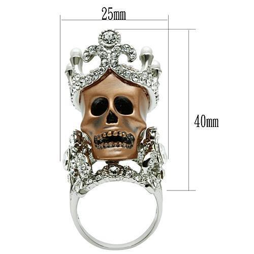 Elegant 3W010 white metal ring featuring a synthetic pearl, showcasing a special color finish, perfect for any occasion.