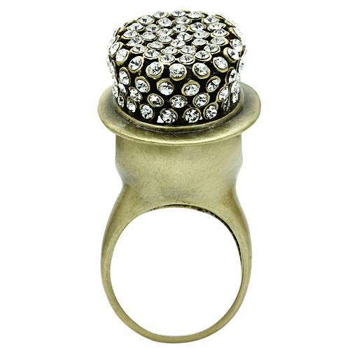 3W013 Antique Copper White Metal Ring featuring a clear top grade crystal, showcasing its elegant design and craftsmanship.