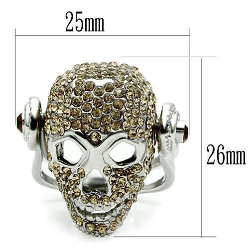 3W016 Rhodium White Metal Ring featuring a vibrant citrine crystal, showcasing its elegant design and luxurious finish.