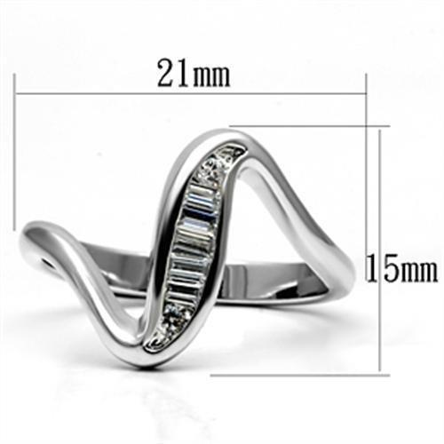 3W024 Rhodium Brass Ring featuring a clear AAA Grade CZ stone, showcasing its elegant design and shiny finish.
